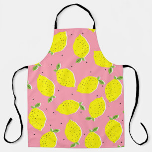 Tablier Polka rose citron chaotique : Motif d'agrumes