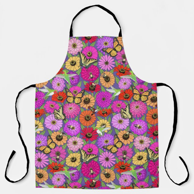 Tablier pollinisateurs et zinnias (Recto)