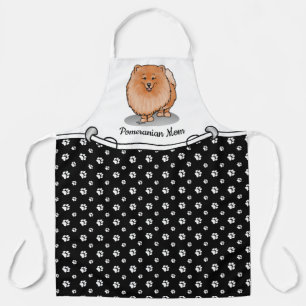 Tablier Pomeranian Maman Pom Maman (rouge orange) Mignonne