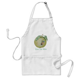 Tablier Pomme verte avec la larve drôle dans