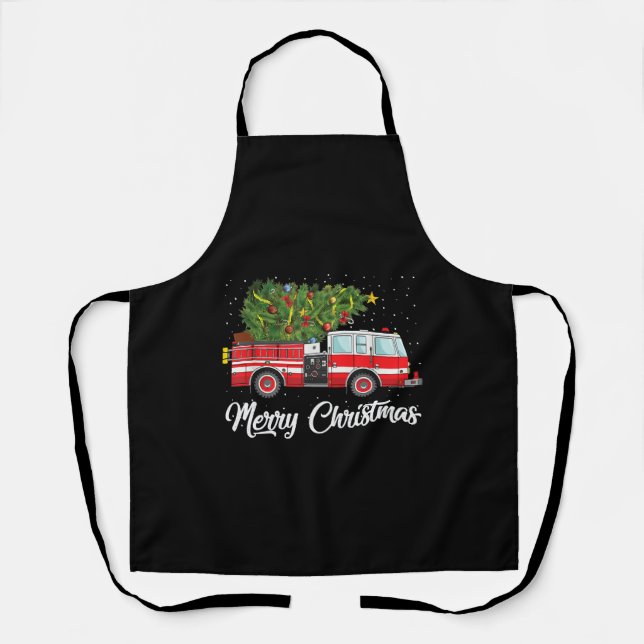 Tablier Pompier Camion Pompier Joyeux Noël (Recto)