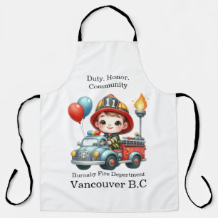 Tablier Pompier sur un camion coloré avec ballons