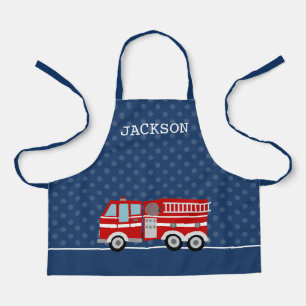 Tablier Pompiers Navy Blue Polka Dot Enfants personnalisé