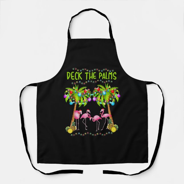 Tablier Pont the Palms Merry Flamingo Christmas tee funny (Recto)