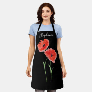 Tablier Poppies Floral Red Poppy Botanique Art été