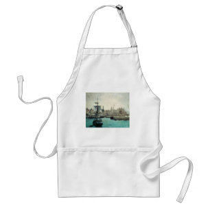 Tablier Port de Calais par Manet, Art Impressionniste Vint