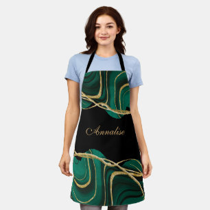 Tablier Porte d'agate d'or vert personnalisé