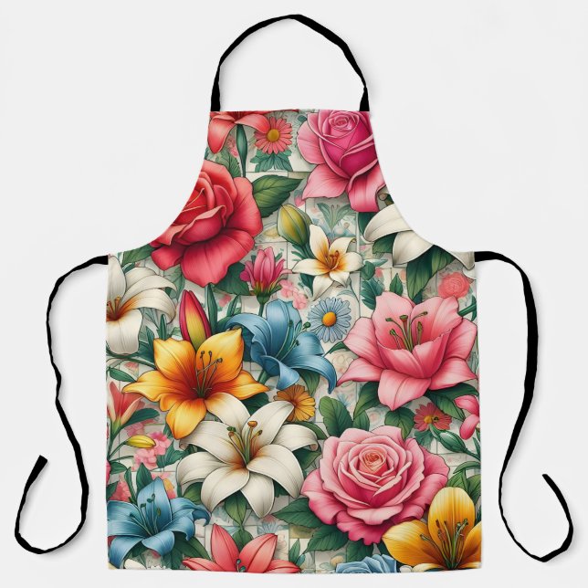 Tablier Porte florale en fleurs vives (Recto)