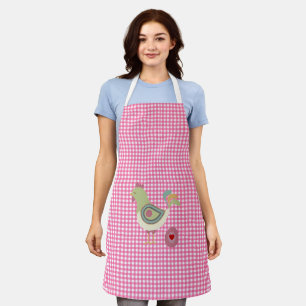 Tablier Porte-poulet rose En vichy 