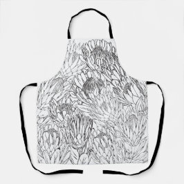 Tablier Porte Protea à main noire et blanche