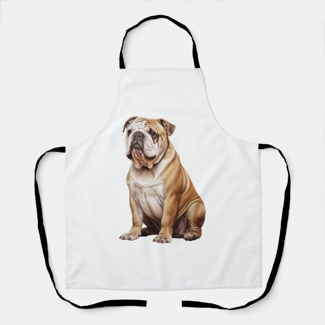 Tablier Portrait de Bulldog anglais charmant - Canin adora (Recto)