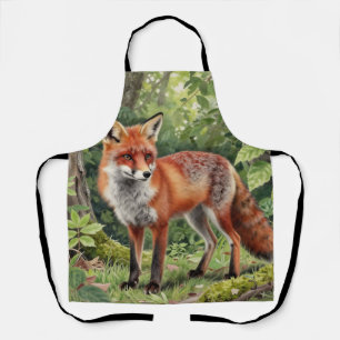 Tablier Portrait de faune forestière du renard roux