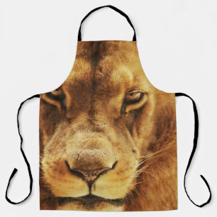 Tablier Portrait de lion africain mâle.