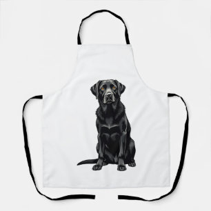 Tablier Portrait Illustré de Chien Labrador Retriever Noir
