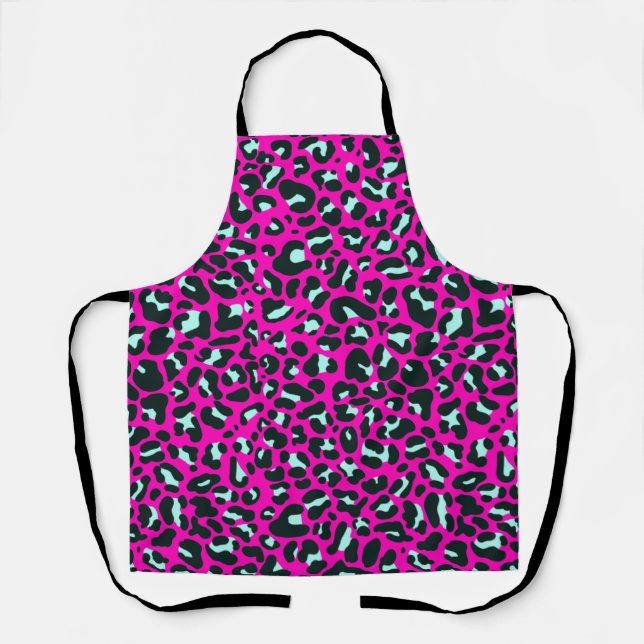 Tablier Poster de animal de Cheetah Leopard rose moderne (Recto)