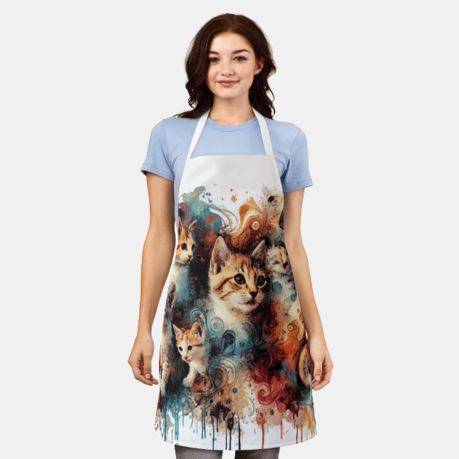 Tablier Pour Amoureux de les chats - Peintures Art (Porté)