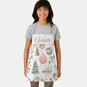 Tablier pour enfants de Noël pastel whimsique Nom