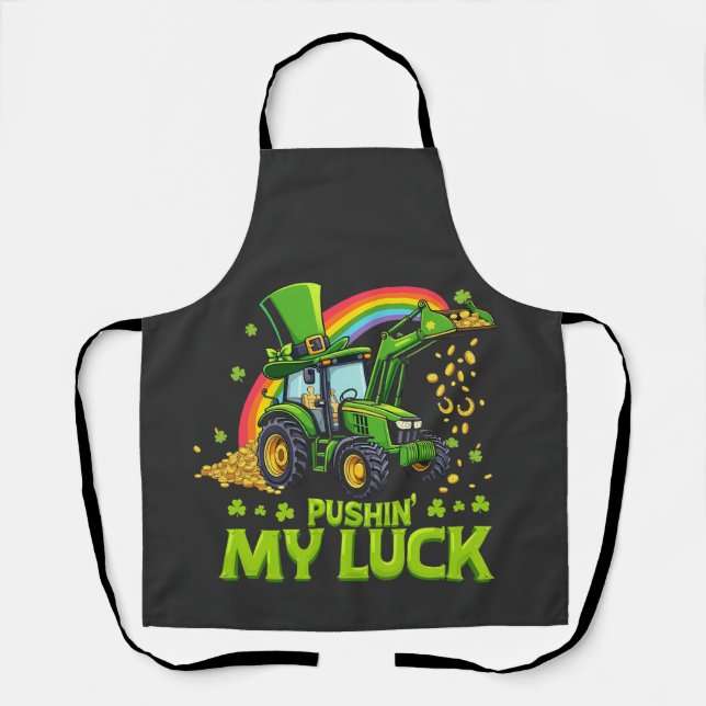 Tablier Pousser ma chance Funny Excavateur St Patrick's Da (Recto)