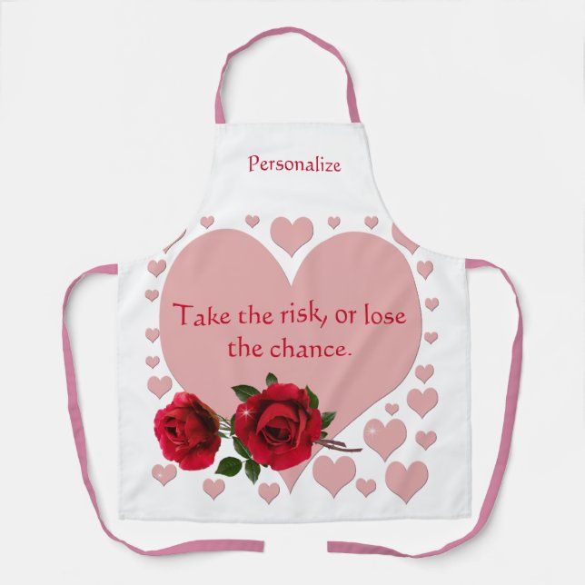 Tablier Prenez La Citation De Risque Coeurs Roses Roses Ro (Recto)