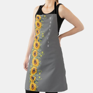 Tablier Prénom personnalisé Fleurs de soleil tendance Fleu