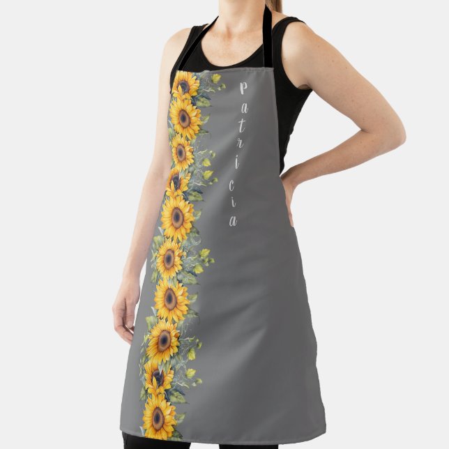 Tablier Prénom personnalisé Fleurs de soleil tendance Fleu (Insitu)
