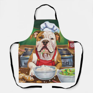 Tablier Préparation de fêtes de Noël de Bulldog Américain