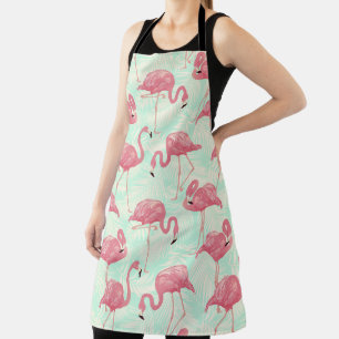 Tablier Preppy Chic Elegant Pink Flamingo Motif