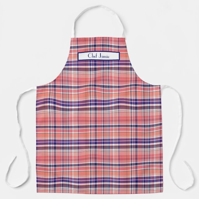 Tablier Preppy Multicolor Madras Deep Red Navy (Recto)