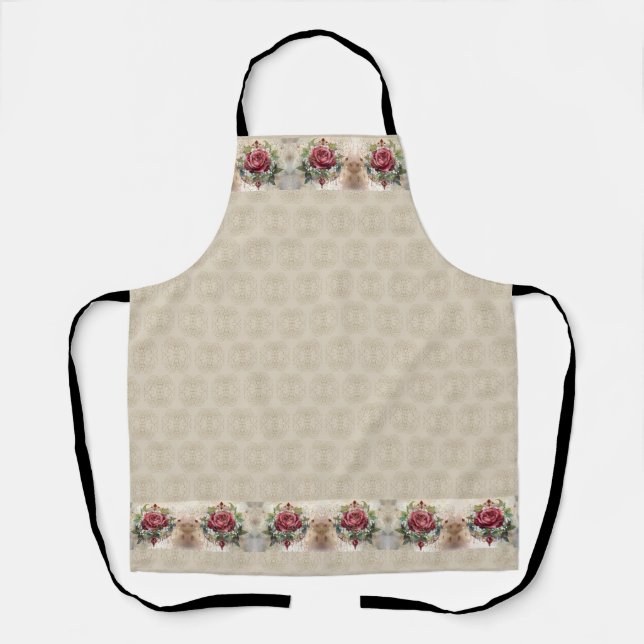 Tablier Pretty Elegant Victorian theme Deep Red Roses (Recto)