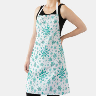 Tablier Pretty Green Flammes de neige de Noël sur le blanc