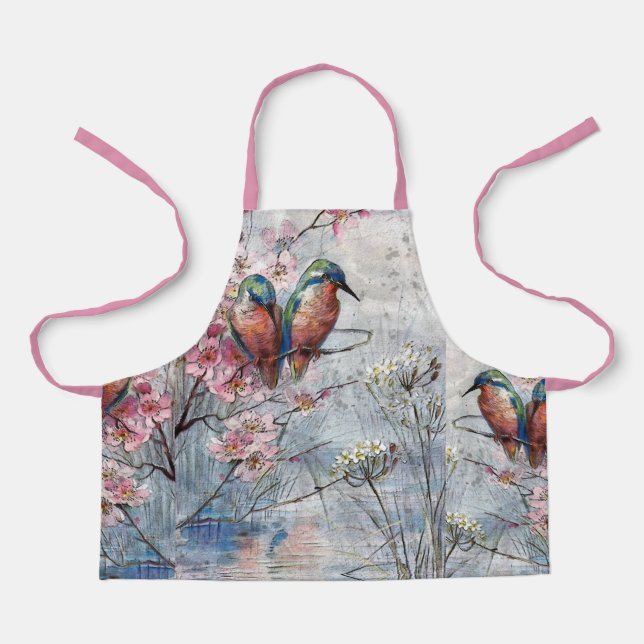 Tablier Pretty Painted Kingfish and Flowers (Recto)