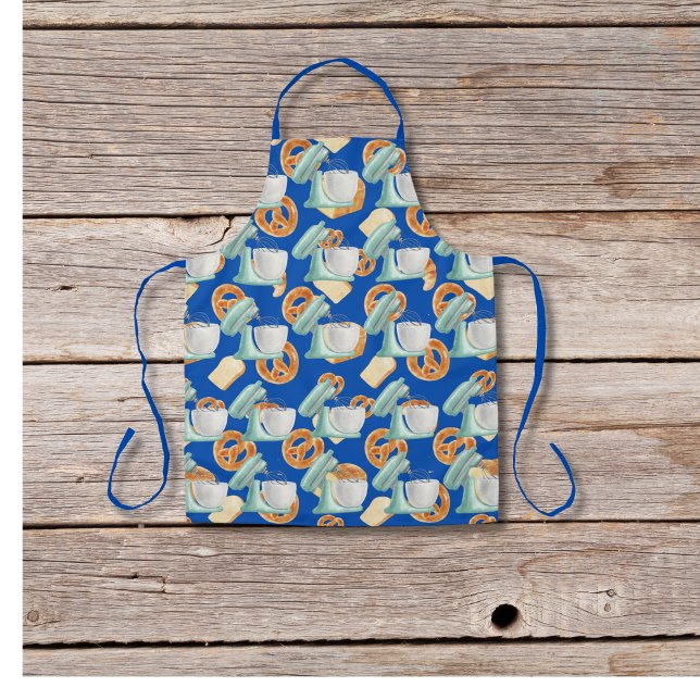 Tablier Pretzels, pain et mélangeurs bleu (Créateur téléchargé)