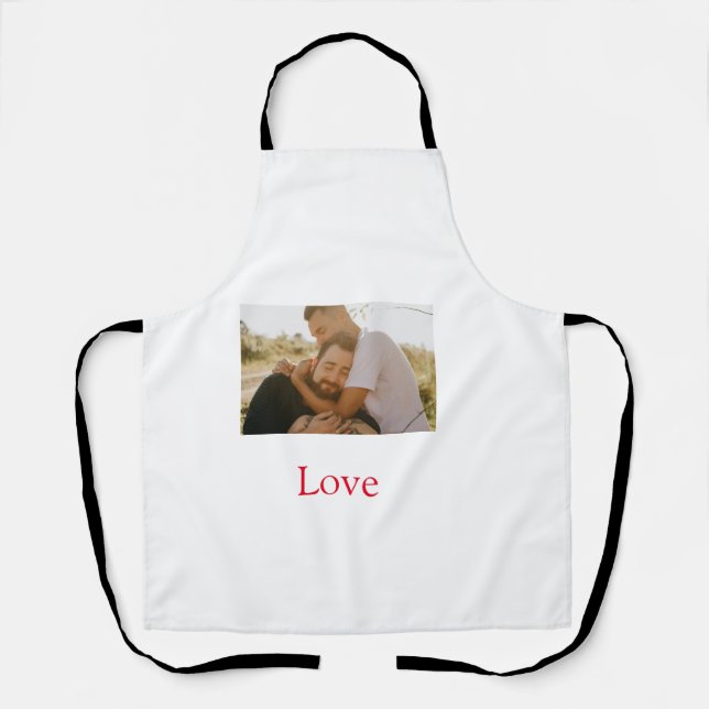 Tablier Pride mois ajouter gay couple photo nom amour LQBT (Recto)