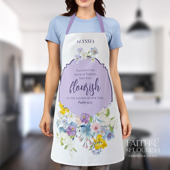 Tablier Printemps Floral Bible Verse Élégant Personnalisé (Créateur téléchargé)