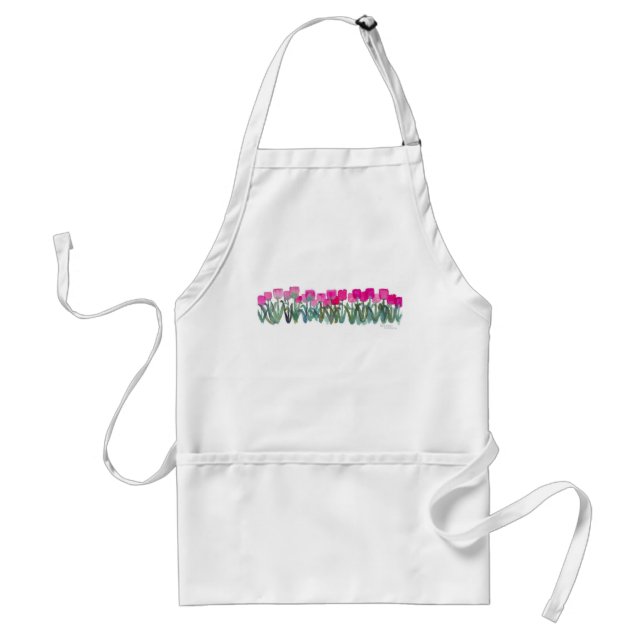 TABLIER PRINTEMPS ROSE TULIPS APRON (Devant)