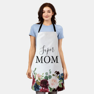 Tablier Printemps Russe Bourgogne Calligraphie Super Maman