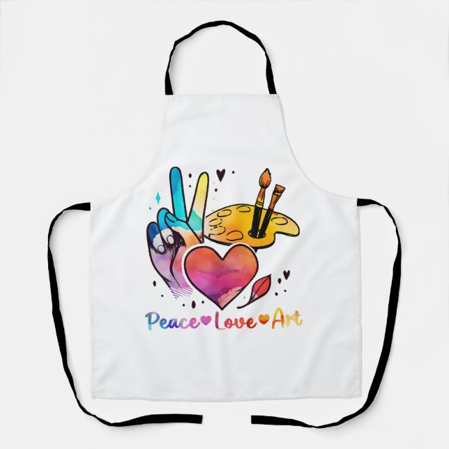 Tablier Professeur D'Art Peace Love Art Pour Artistes Et P (Recto)