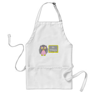 Tablier Professeur gris de Chevron de rose de hibou au