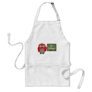Tablier Professeur rouge de Chevron de noir de hibou au
