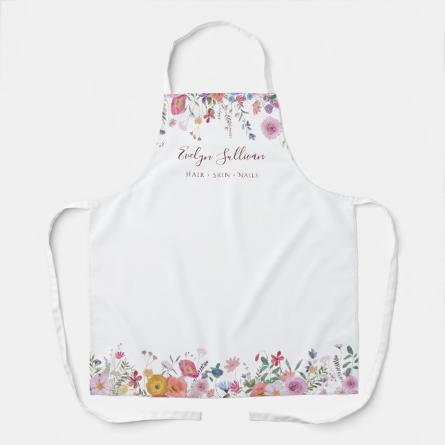 Tablier professionnel de beauté fleur sauvage frai (Recto)
