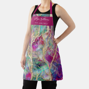 Tablier professionnel de beauté opale Fuchsia aqua