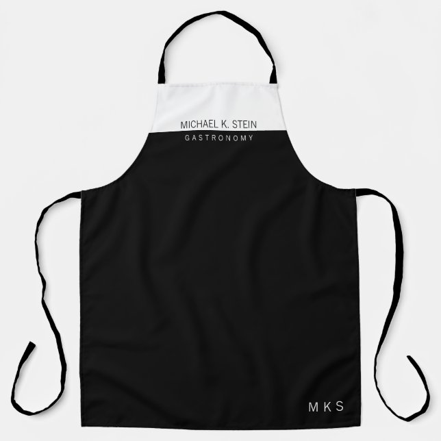 Tablier Professionnel (gastronomie) mi-noir mi-blanc (Recto)