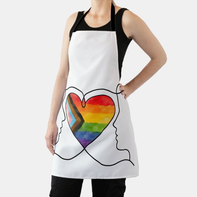 Tablier Progress Pride Heart Line Art (Insitu)