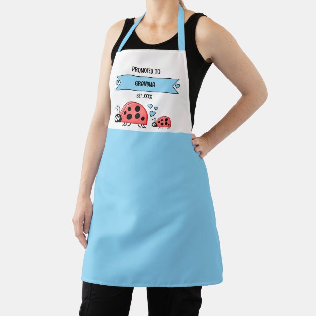 Tablier Promoted to grandma ladybugs blue (Insitu)