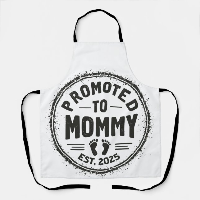 Tablier Promu à Mommy Est. faire-part de grossesse 2025 (Recto)