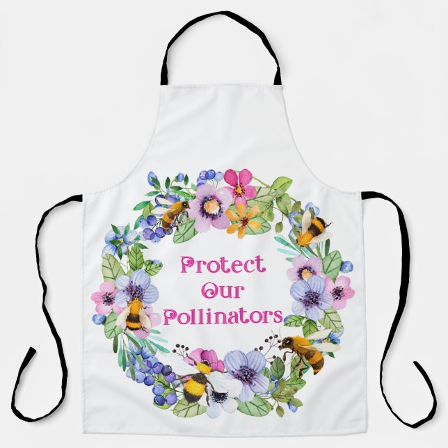 Tablier Protéger nos pollinisateurs Fleurs d'abeilles (Recto)
