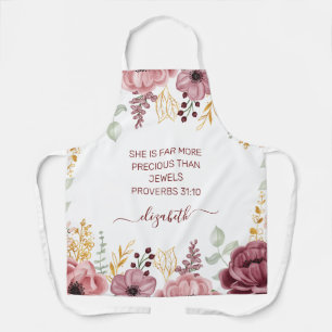 Tablier Proverbes 31 Élégante fleur rose pastel