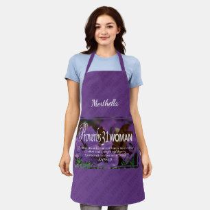 Tablier PROVERBS 31 FEMME   Floral   PURPLE Personnalisé