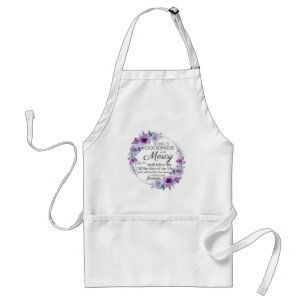Tablier Psaume 23:6 Inspirationnel Bible Verse Floral Viol