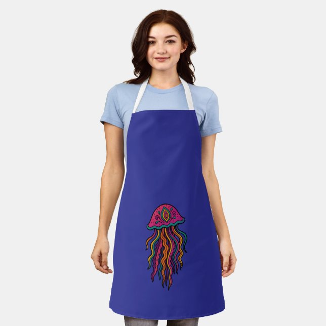 Tablier Psychedelic Jellyfish Apron | Bold Ocean Vibes (Porté)
